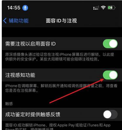 渭南苹果14维修网点分享iPhone14注视感知功能有什么用 